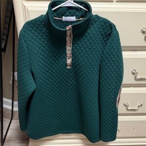 EUC Papaya Branch Forest Green Quilted Pullover
